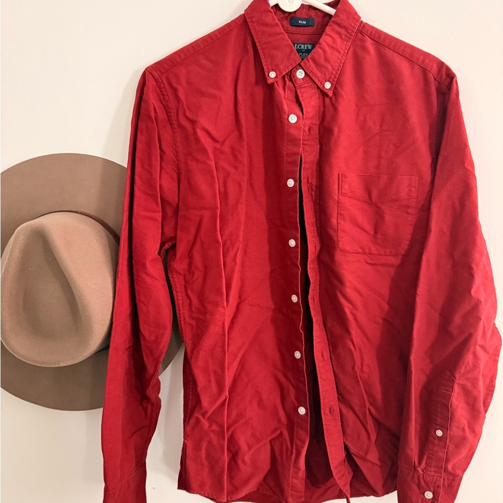 J. Crew Vibrant Red Casual Button-Down Shirt